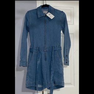 Size women’s small/S, Rivet Utility Denim jumper, long sleeve romper